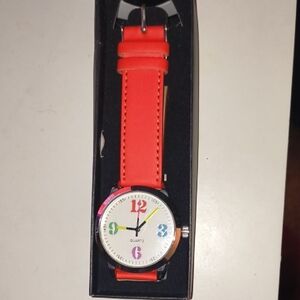 Colorful Dial Red Strap Watch